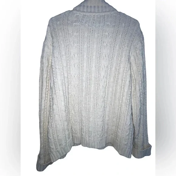 Talbots Cable Knit Women’s Zip up Sweater Jacket. Cream Sz Medium 100% Cotton - Picture 3 of 8
